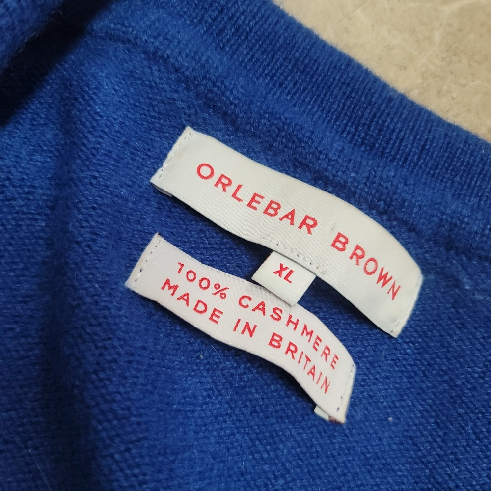Orlabar Brown 100% cashmere collared sweater Royal Blue Ultra Soft Pullover - Picture 4 of 6